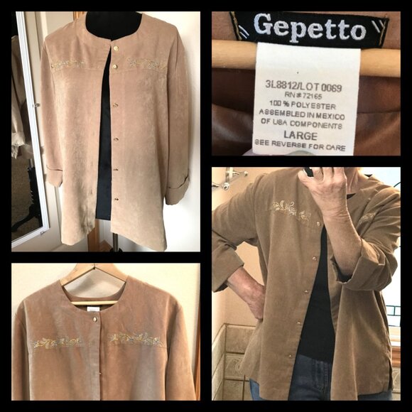 Gepetto Rhinestone Embellished Blazer: Vintage 70s Jacket, Camel Tan Size L - Picture 11 of 11
